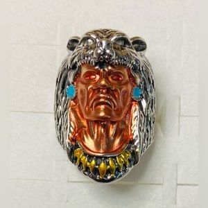 ANILLO NATIVO AMERICANO 316L STAINLESS STEEL JEFE TRIBAL SIZE 10